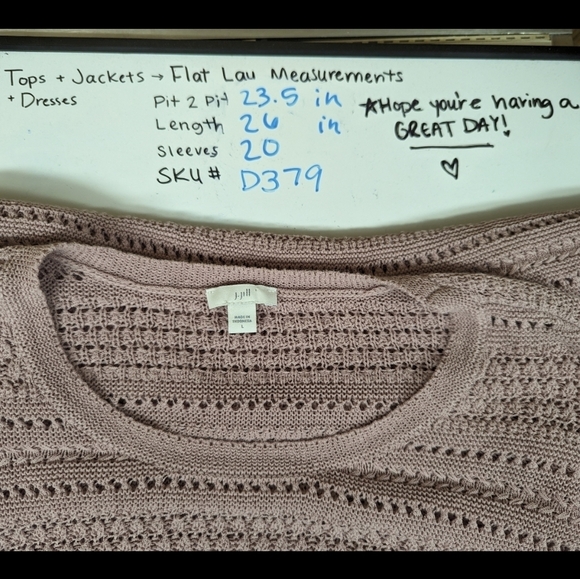 J. Jill L Dark Mauve Open Knit Sweater Crochet Pullover Cotton Nylon Oversized - Picture 10 of 10